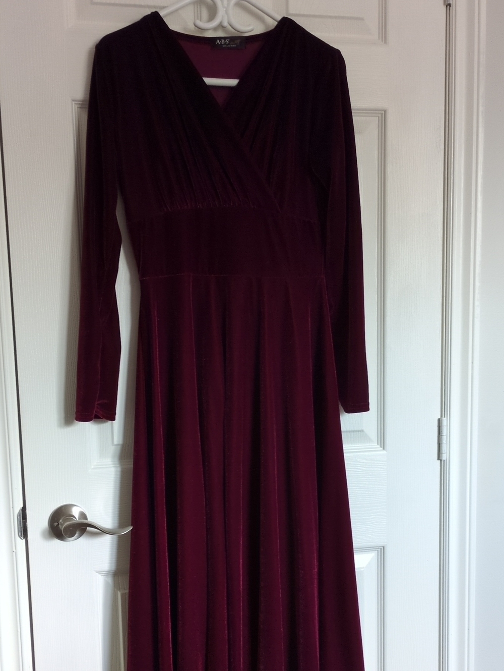 Long Sleeve Velvet Maxi Dress in Deep Burgundy